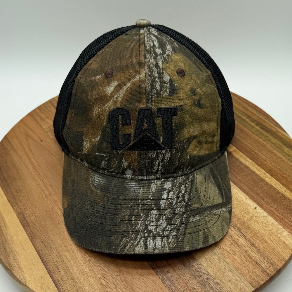 Caterpillar CAT Trucker Hat Realtree Hardwoods Camo Black Mesh Snapback 0914